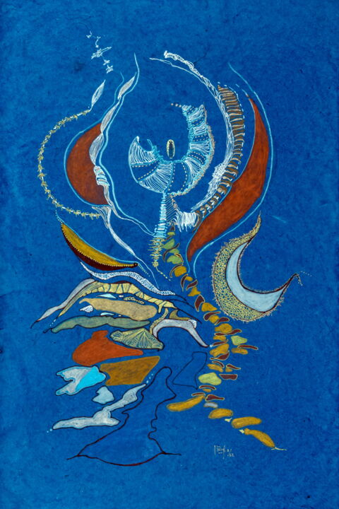 Peinture intitulée "Arcanes Souterraines" par Hélène Stevens, Œuvre d'art originale, Cire Monté sur Carton