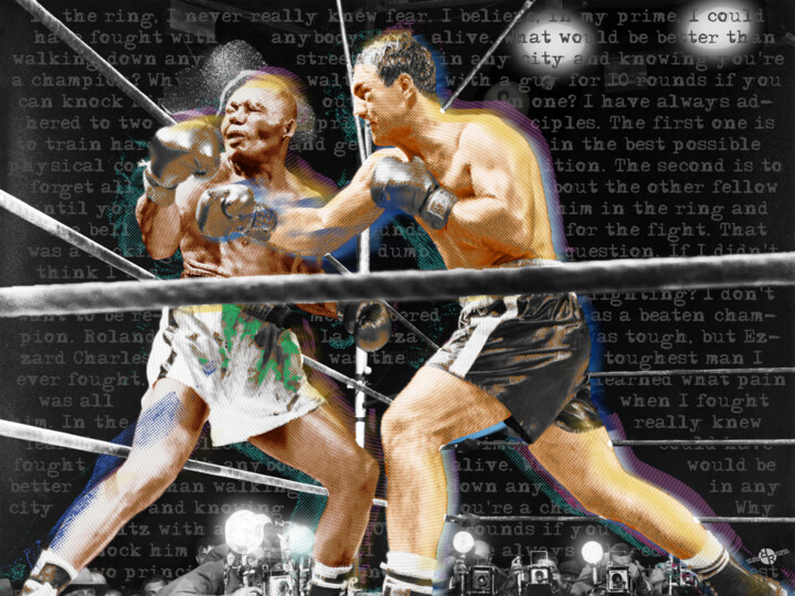 Rocky Marciano V Jersey Joe Walcott Quotes 绘画, 18x24 in