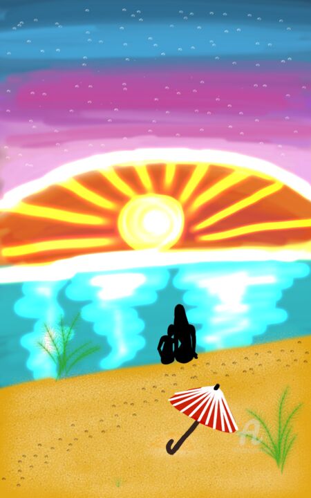 Digital Arts titled "The Wild Beach" by Miracle, Original Artwork, Digital Painting