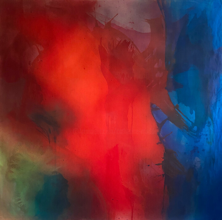 Painting titled "Feu Sacré" by Catherine Maddens, Original Artwork, Acrylic