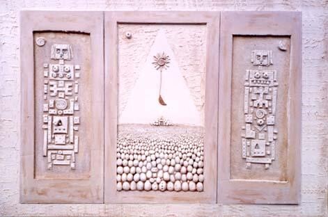 Sculpture titled "" Squarcio sul pass…" by Angelo Mazzoleni, Original Artwork, Polymer clay Mounted on Wood Stretcher frame