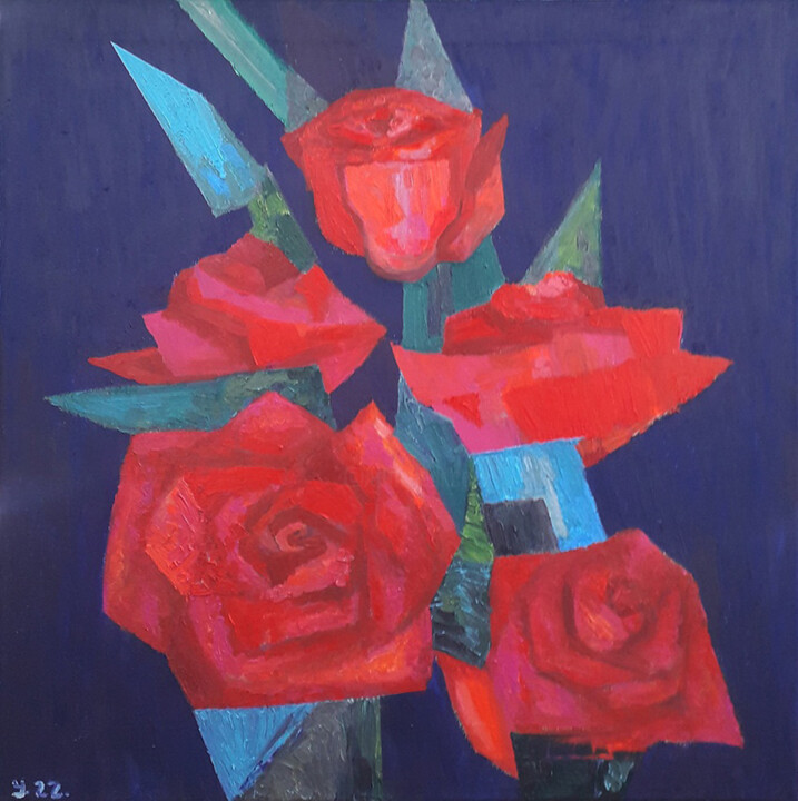 Persistent roses 绘画, 28.4x28.4 in