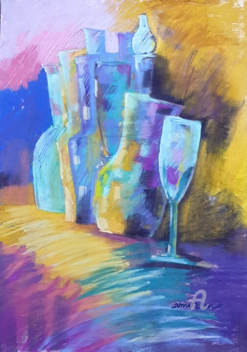 Le Verre bleu 绘画, 27.6x19.7 in