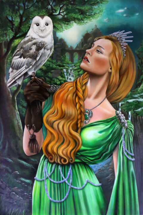 Painting titled "Atena" by Leo Montemanni, Original Artwork, Acrylic Mounted on Wood Stretcher frame