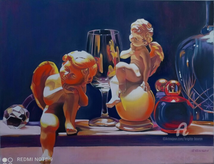 Painting titled "Composition autour…" by Brigitte Bouron, Original Artwork, Pastel