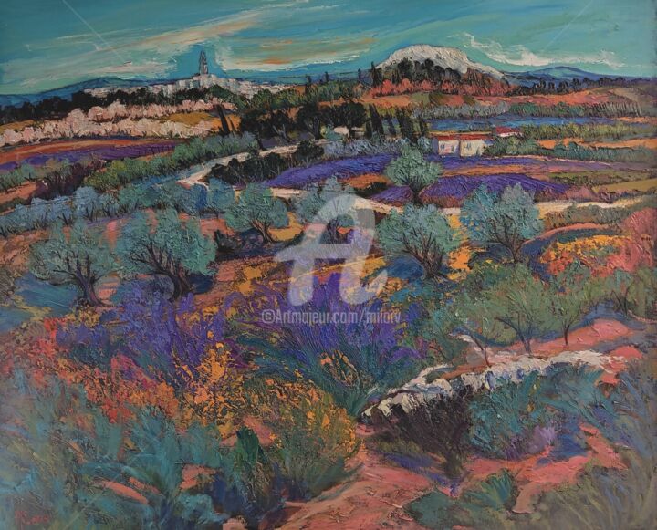 Les oliviers bleus 绘画, 23.6x28.7 in
