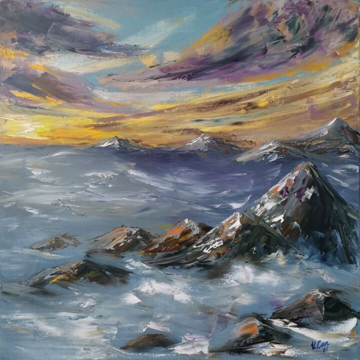 Peinture intitulée "The solar wind. Abs…" par Valentina Can, Œuvre d'art originale, Huile Monté sur Châssis en bois