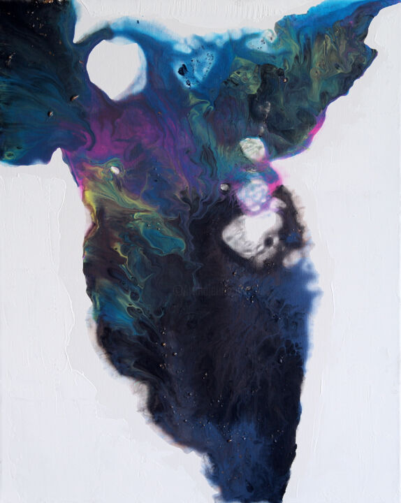 “The SHAMAN’S mystical JOURNEY” horse skull abstract art 绘画, 19.7x15.8 in