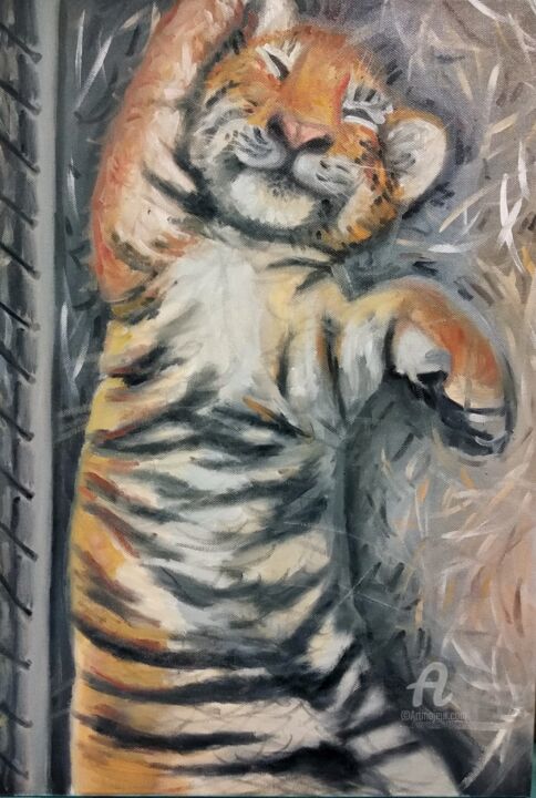 Tiger cub 绘画, 21.7x15 in