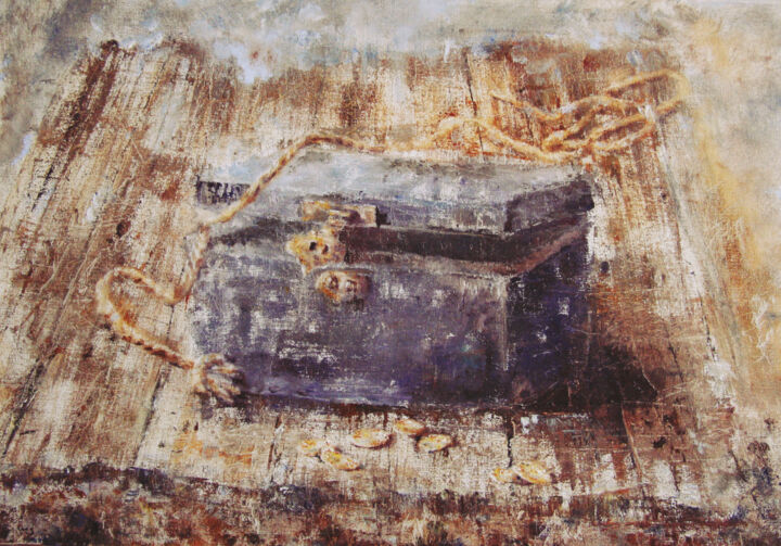 Pirate treasure chest 绘画, 13.8x19.7 in