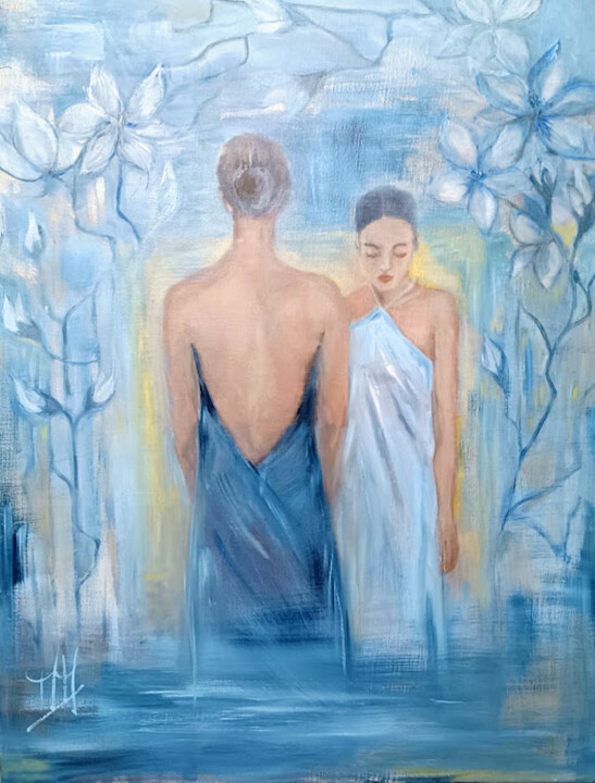 Peinture intitulée "Soeurs" par Marie Pascale Martins, Œuvre d'art originale, Huile Monté sur Châssis en bois
