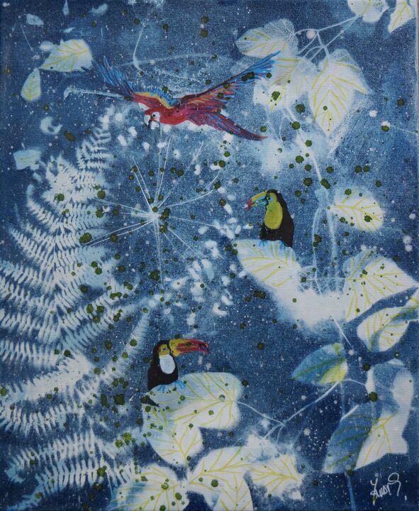 LES TOUCANS 绘画, 18.1x15 in