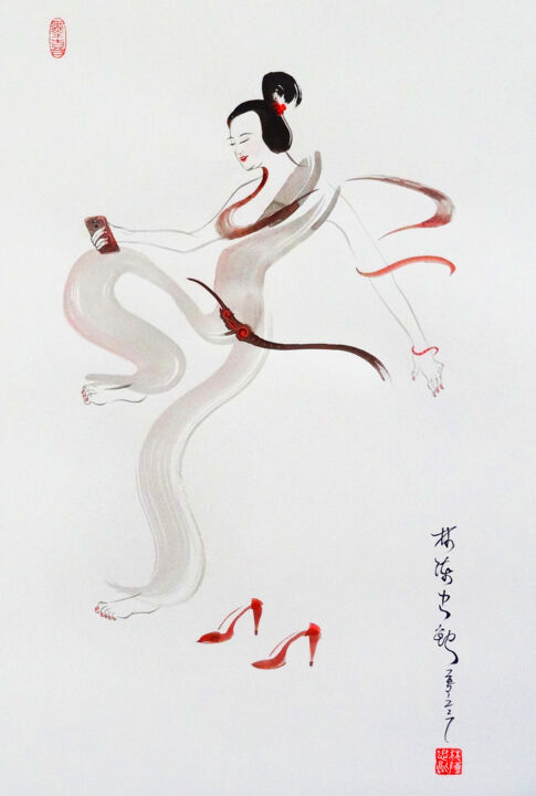 Pittura intitolato "Embodiment of Avalo…" da Lin Chen Zhong Xun (Linchen Chung Hsun), Opera d'arte originale, Acquarello