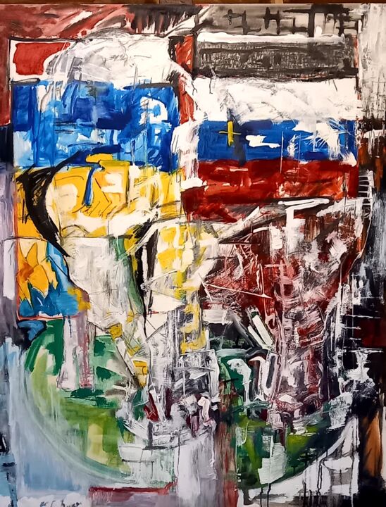 слон в саду 绘画, 36.2x28.7 in