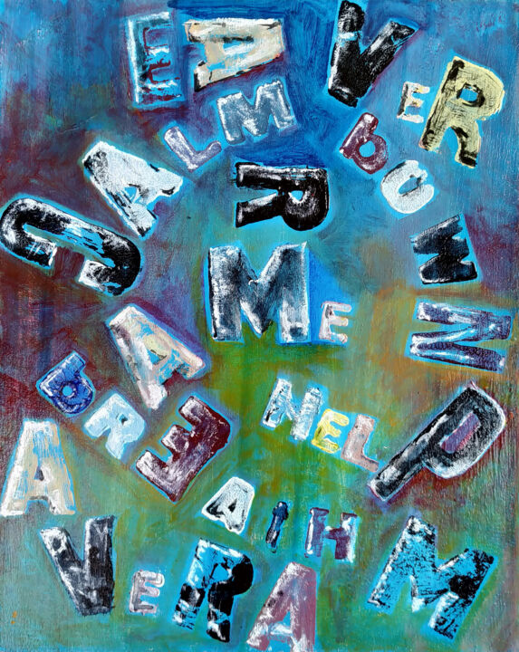 Painting titled "PAROLE AL VENTO" by Vittoriana Mascheroni, Original Artwork, Acrylic Mounted on Wood Panel