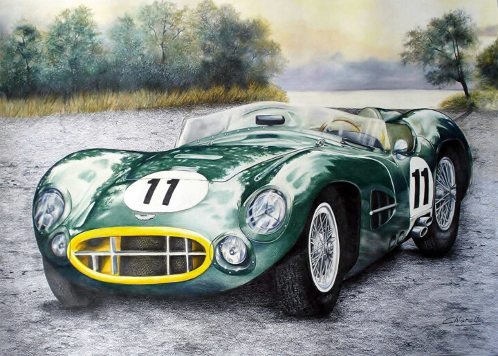 ASTON MARTIN DBR2 绘画, 19.7x27.6 in