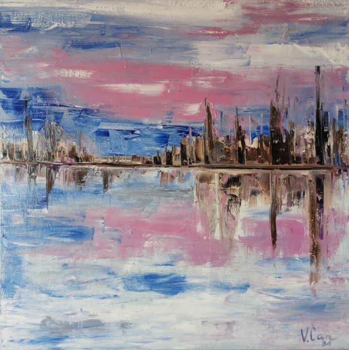 Peinture intitulée "Sunrise. Abstract l…" par Valentina Can, Œuvre d'art originale, Huile Monté sur Châssis en bois