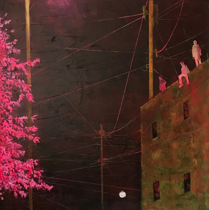 Pintura intitulada "cherry blossom heig…" por Philip Michael Martin, Obras de arte originais, Acrílico