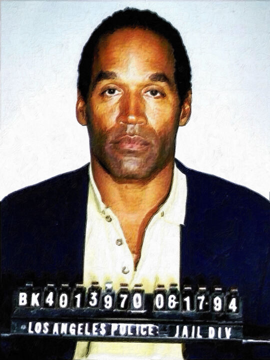 OJ Simpson Mug Shot 1994 Vertical Color PAINTING 绘画, 24x18 in