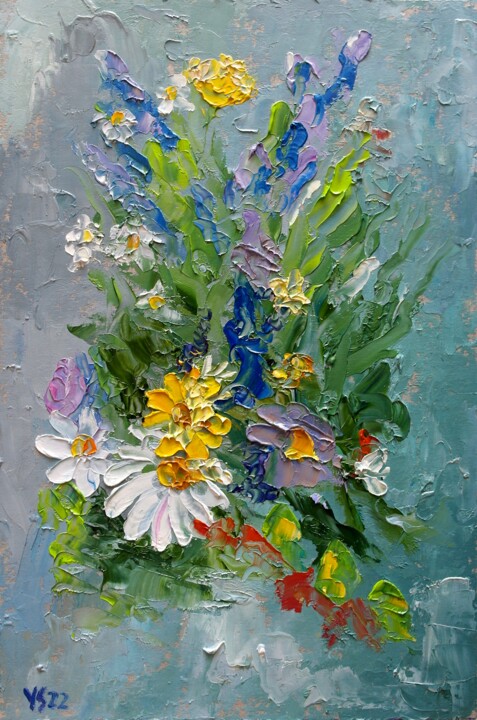 Wild Flowers 3, Original Oil Painting, Painting by Juri Semjonov