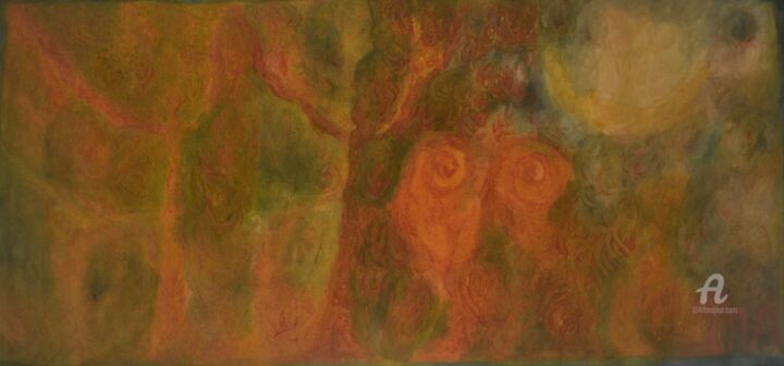 Painting titled "Two Neem Tree Godde…" by Mariska Ma Veepilaikaliyamma, Original Artwork, Pigments