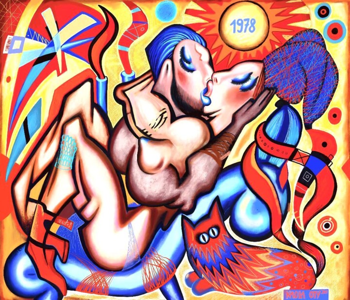 Kiss kiss kiss 绘画, 31.5x39.4 in