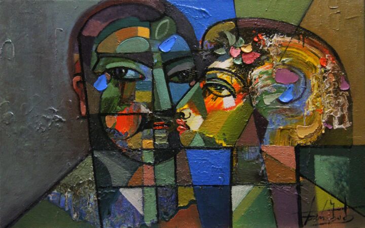 Lovers 绘画, 23.6x37.4 in