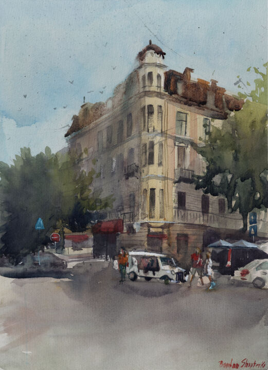 Ukraine City Odessa 绘画, 15x11 in