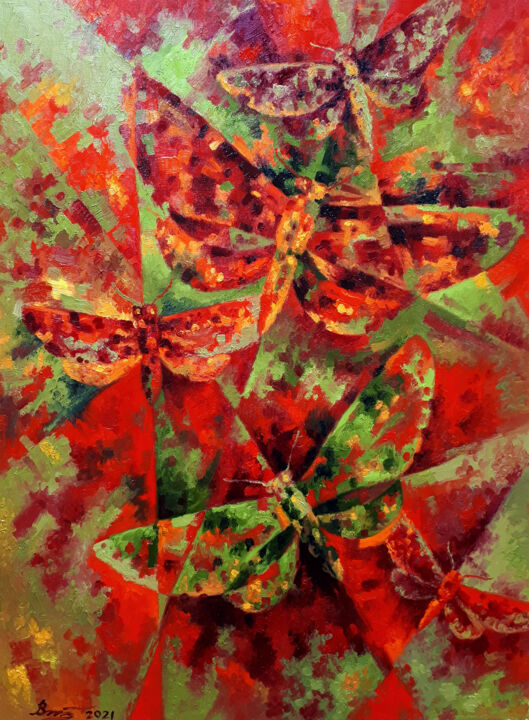 Painting titled "FLIGHT VECTOR" by Serhii Voichenko, Original Artwork, Oil