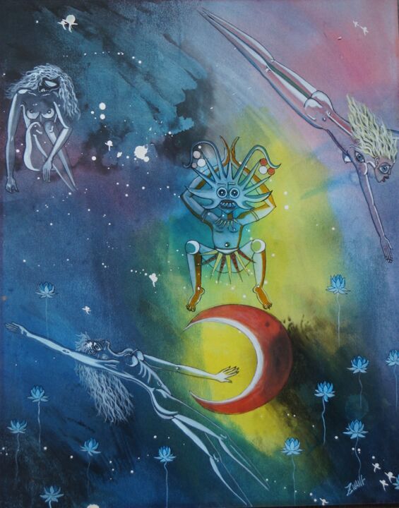 Malerei mit dem Titel "Errance" von Isabelle Zwang, Original-Kunstwerk, Tinte