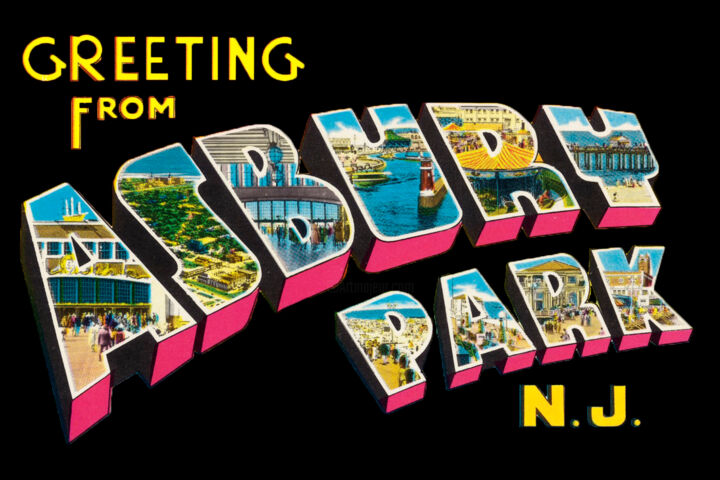 Asbury Park New Jersey Tillie Post Card Black 绘画, 16x24 in