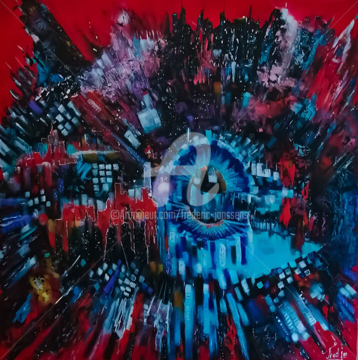 Peinture intitulée "New York regard 3D" par Frederic Janssens (Fredj), Œuvre d'art originale, Acrylique