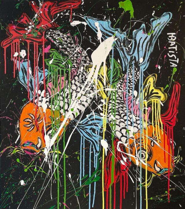 Carpe Koï 绘画, 26.8x23.6 in
