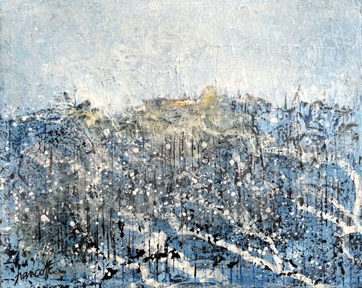 Paysage bleu 绘画, 9.5x11.8 in