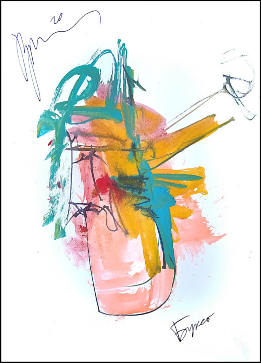 Disegno intitolato "abstract bouquet 218" da Dima Dima Vil Ms Wilms (Rok Zivopisec Rock Painter), Opera d'arte originale, Ac…