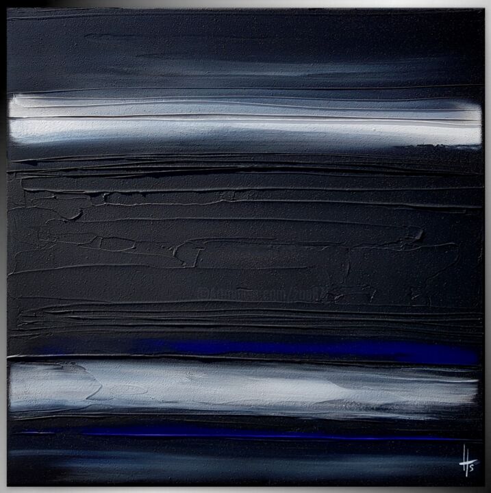 Painting titled "Monochrome noir bla…" by Sandrine Hartmann, Original Artwork, Acrylic Mounted on Wood Stretcher frame