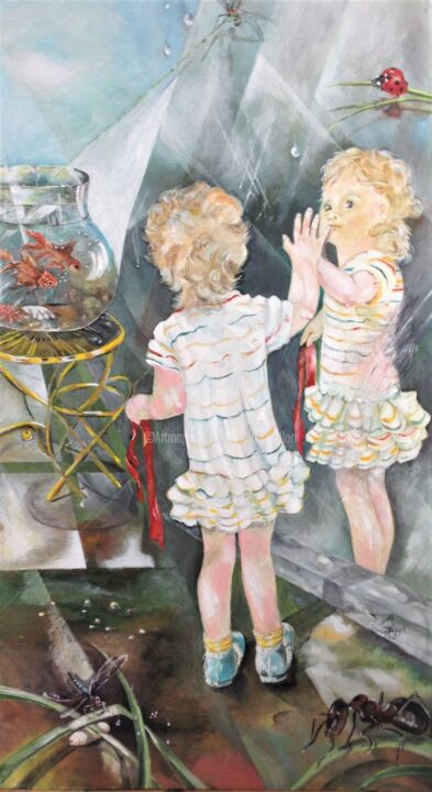 Reflet dans la vitre 绘画, 52.4x28.7 in