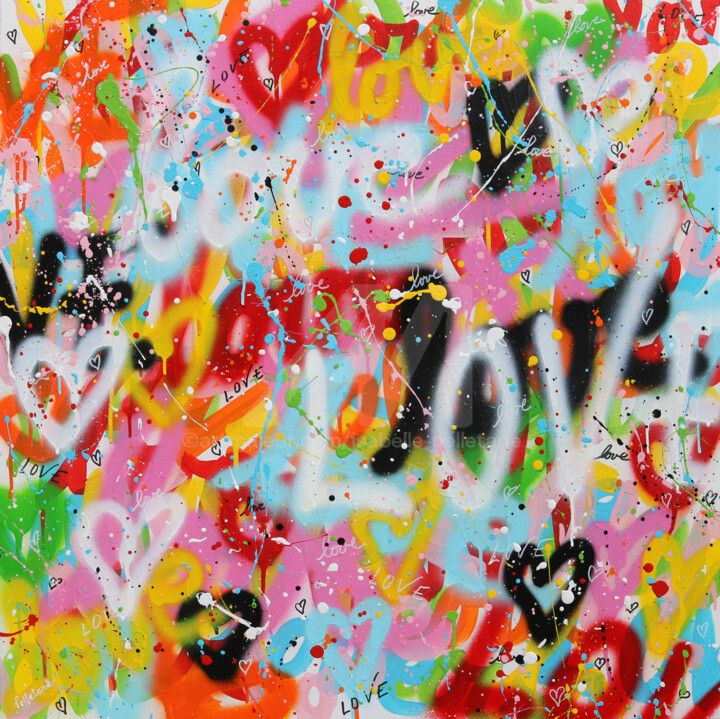 Pop Love 绘画, 31.5x31.5 in