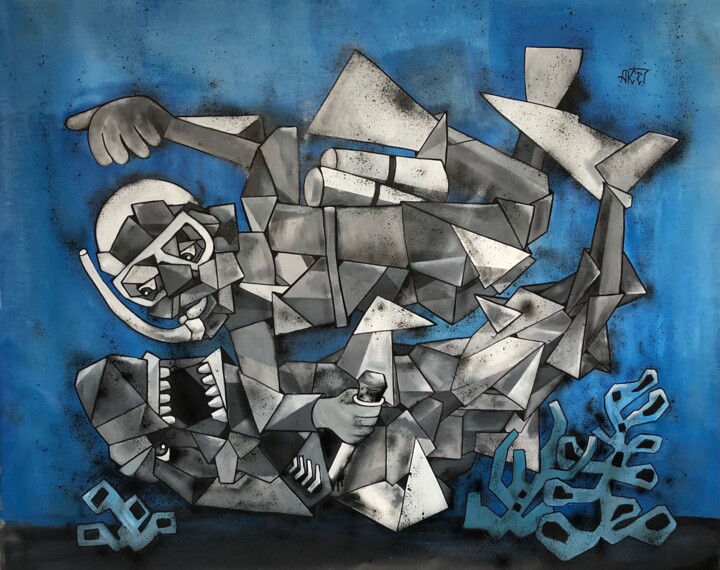 Shark 绘画, 51.2x60.6 in