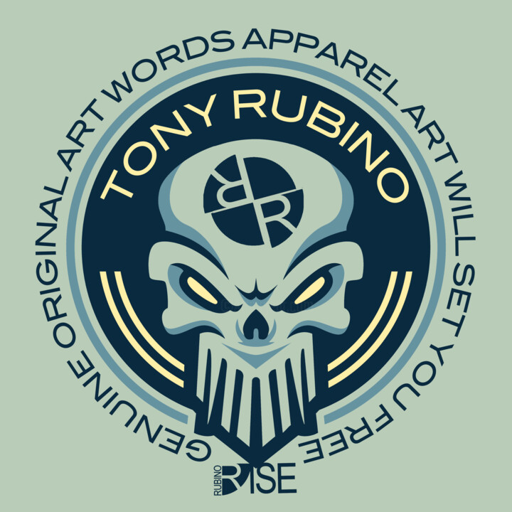 Rubino Brand Tees Tee T-Shirt T Shirt Tattoo Blue 绘画, 20x20 in
