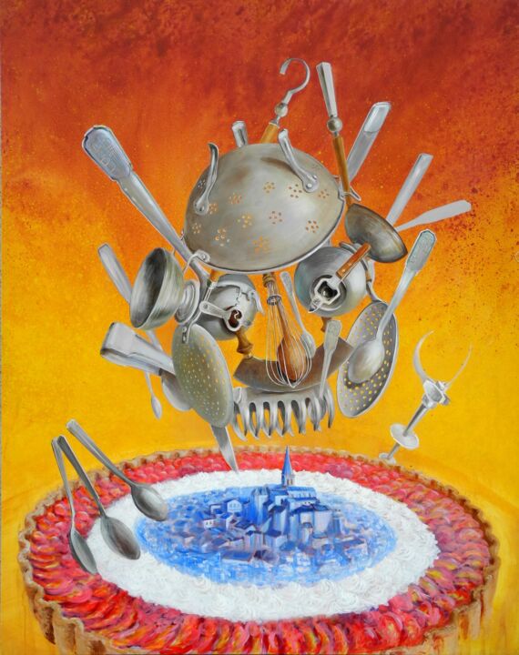 Les extrêmes droites de France.. Schilderij, 94,5x74,8 in
