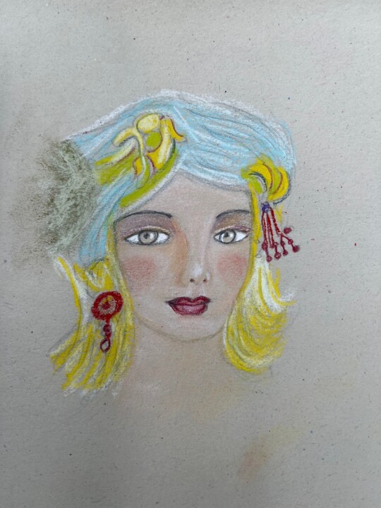 LE TURBAN BLEU 图画, 11.8x7.9 in