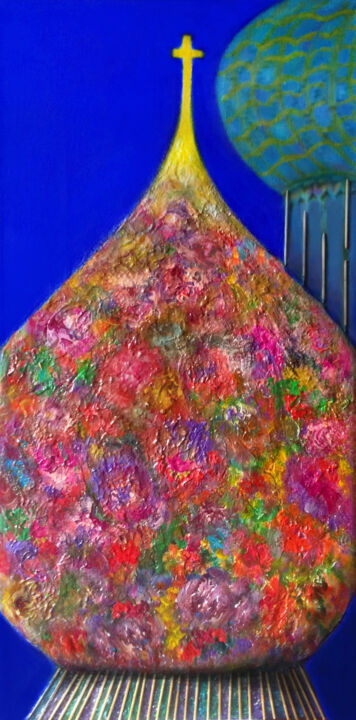Pavlovo Posad domes 绘画, 27.6x11.8 in