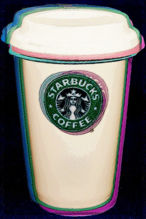 Still Life Life Starbucks Warhol 绘画, 24x16 in