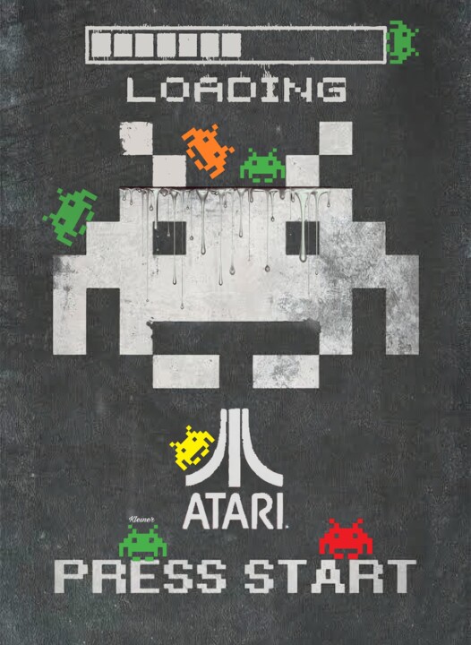 space invaders Atari 绘画, 31.5x23.6 in