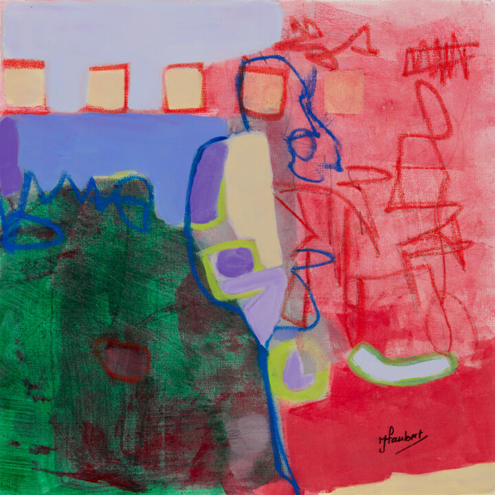 Peinture intitulée "Expression en rouge…" par Jacqueline Faubert, Œuvre d'art originale, Acrylique