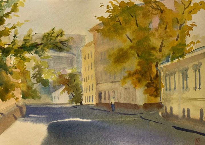 Drawing titled ""Summer in the city…" by Alexandra Kokina, Original Artwork, Watercolor