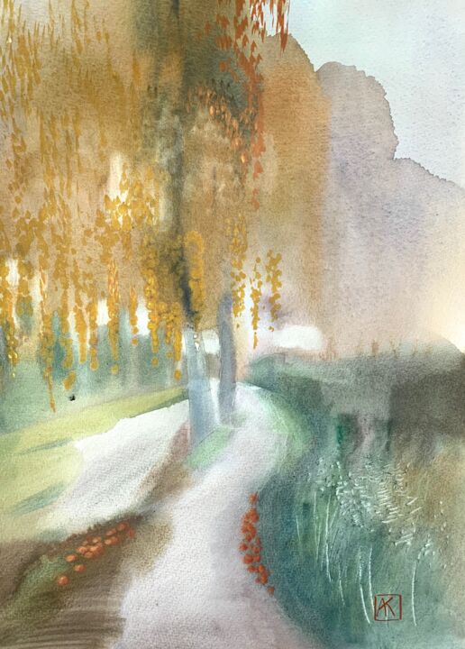 Drawing titled ""The leaves"  52x38…" by Alexandra Kokina, Original Artwork, Watercolor