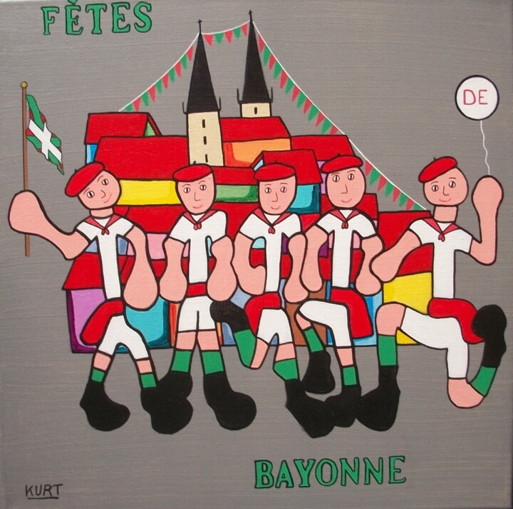 Tableau Naif Fêtes de Bayonne 5 绘画, 15.8x15.8 in