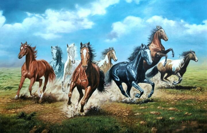 Wild Horses #2 绘画, 35.4x55.1 in